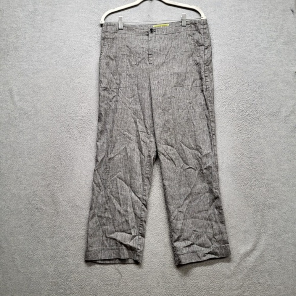 Sigrid Olsen Signature Women‎ Pants 8 Gray Linen Polyester Dress Pants Button